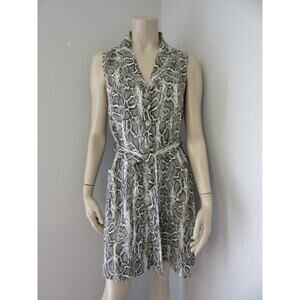 VANESSA ALEXANDRA Snake Pattern Vintage S Italy Sleeveless Button Dress BR61